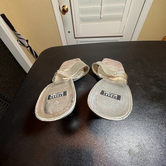 Stuart Weitzman size 10 silver sandal slipper - Picture 5 of 11